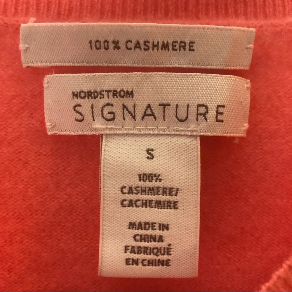Nordstrom Signature cashmere crew neck puff sleeve pullover sweater pink szS